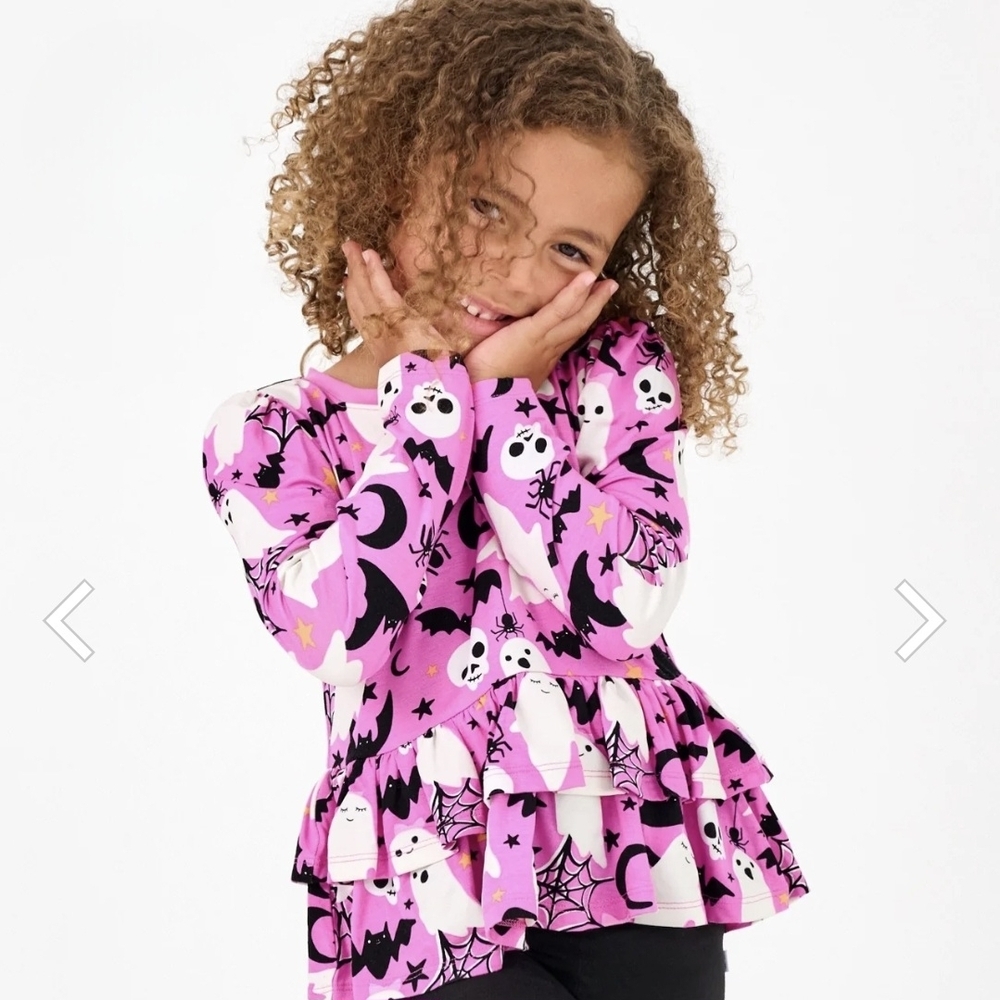 Little Sleepies Frightful Friends Tiered Peplum Top 4T NIB